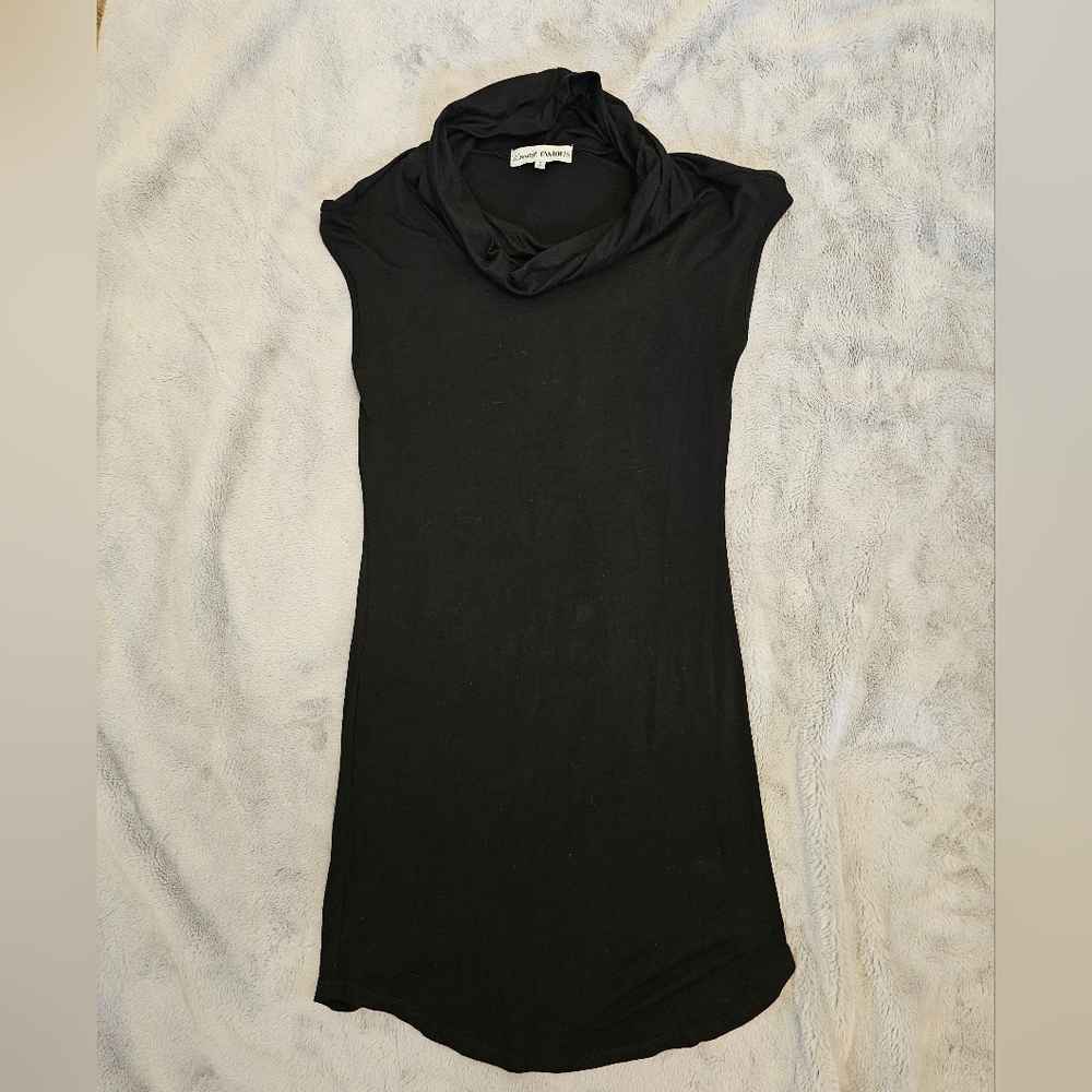 ALMOST FAMOUS cowl neck black dress. Size L